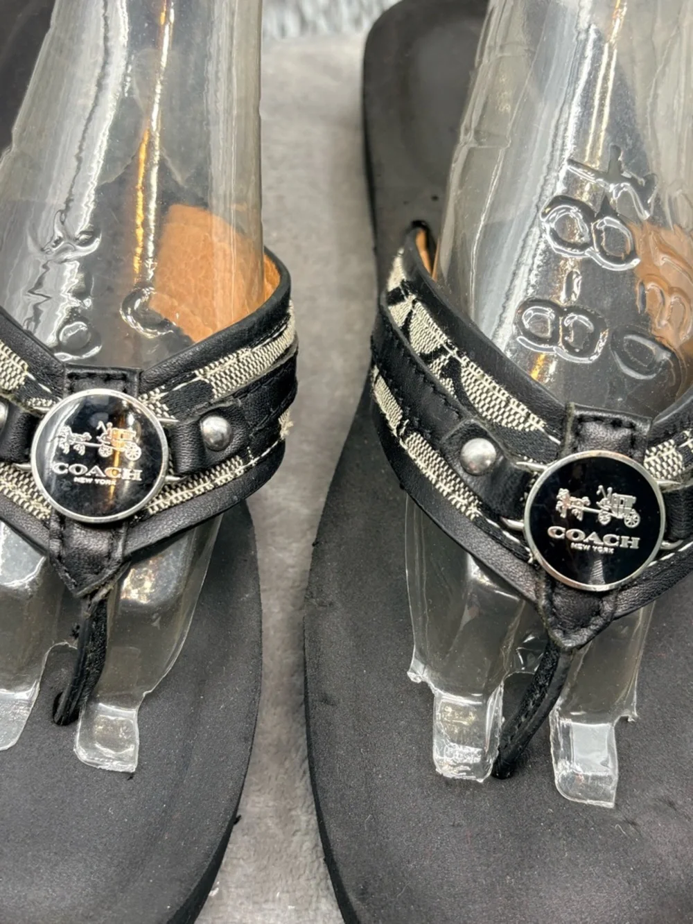 Coach Sandals Flip Flops Womens 9.5 Jasmine Thong  Slip On Casual Beach Black - Picture 3 of 8